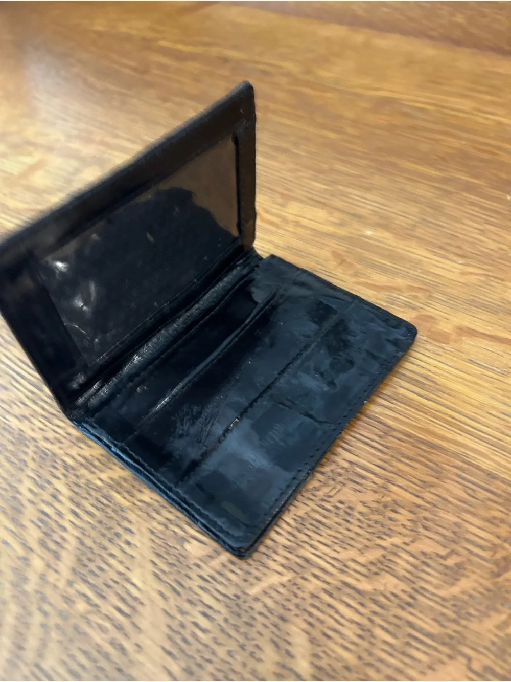 Sleek Black Eel Skin Card Wallet - Men's Accessory 4
